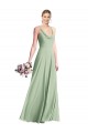 Long Sleeveless Chiffon Sage Spaghetti Straps A-Line Evening Dress