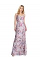 Long Sleeveless Stretch Satin & Floral A-Line Formal Evening Dress