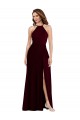 Long Sleeveless Soft Chiffon Burgundy Gold A-Line Semi Formal Evening Dress