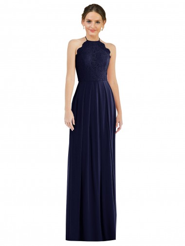 Long Sleeveless Soft Chiffon Dark Navy A-Line Semi Formal Evening Dress for Sale