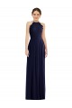 Long Sleeveless Soft Chiffon Dark Navy A-Line Semi Formal Evening Dress