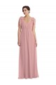 Long Sleeveless Soft Chiffon Dusty Pink A-Line Semi Formal Evening Dress