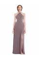 Long Sleeveless Soft Chiffon Dusty Rose A-Line Formal Evening Dress