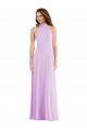 Long Sleeveless Soft Chiffon Lilac A-Line Semi Formal Evening Dress