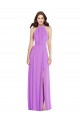 Long Sleeveless Soft Chiffon Violet A-Line Formal Evening Dress