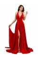 Long Sleeveless Spandex Red A-Line Formal Evening Dress