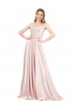 Long Sleeveless Satin Pink A-Line Formal Evening Gown