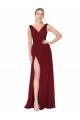 Long Sleeveless Soft Chiffon Burgundy A-Line Black Tie Evening Dress