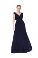 Long Sleeveless Soft Chiffon Dark Navy A-Line Formal Evening Dress