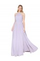 Long Sleeveless Soft Chiffon Lilac A-Line Formal Evening Dress