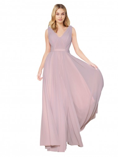 Long Sleeveless Soft Chiffon Primrose A-Line Formal Evening Dress for Sale