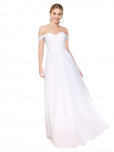 Long Sleeveless Soft Chiffon White A-Line Formal Evening Dress for Sale