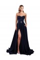 Long Sleeveless Stretch Crepe Dark Navy A-Line Formal Dress