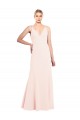 Long Sleeveless Stretch Crepe Pink A-Line Formal Evening Dress