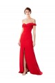 Long Sleeveless Stretch Crepe Red A-Line Evening Dress