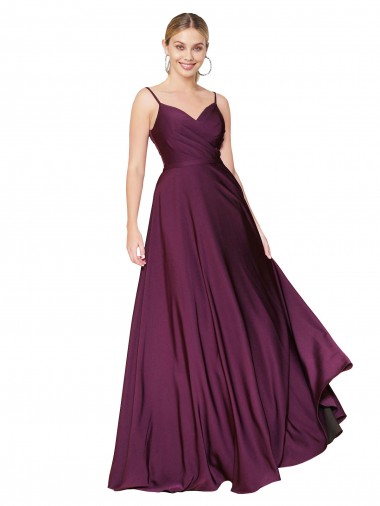 Long Sleeveless Stretch Crepe Wild Berry A-Line Formal Evening Dress for Sale