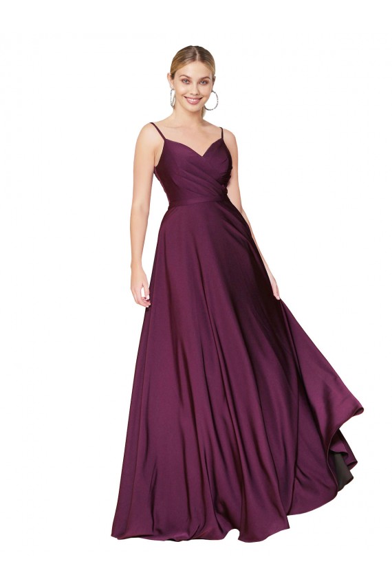 Long Sleeveless Stretch Crepe Wild Berry A-Line Formal Evening Dress