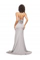Sweep Train Sleeveless Stretch Satin A-Line Formal Evening Dress