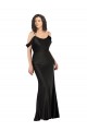 Long Sleeveless Silky Satin Black Off the Shoulder A-Line Formal Dress