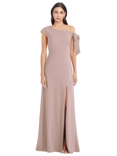 Long Sleeveless Stretch Crepe Dusty Pink A-Line Formal Evening Dress for Sale