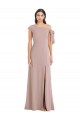 Long Sleeveless Stretch Crepe Dusty Pink A-Line Formal Evening Dress