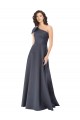 Long Sleeveless Satin Slate Grey A-Line Formal Evening Dress