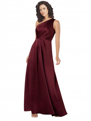 Long Sleeveless Silky Satin Burgundy A-Line Formal Evening Dress for Sale