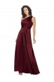 Long Sleeveless Silky Satin Burgundy A-Line Formal Evening Dress