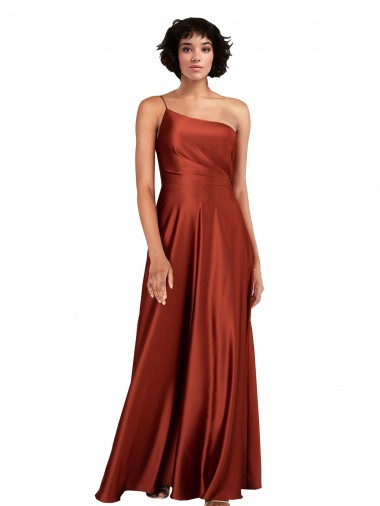 Long Sleeveless Silky Satin Burnt Orange A-Line Black Tie Evening Dress for Sale