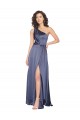 Long Sleeveless Silky Satin Dusk One Shoulder A-Line Formal Evening Dress