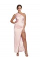 Long Sleeveless Silky Satin Pink A-Line Semi Formal Evening Dress