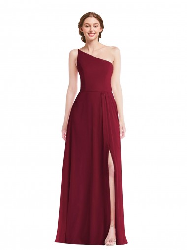 Long Sleeveless Soft Chiffon Burgundy A-Line Semi Formal Evening Dress for Sale