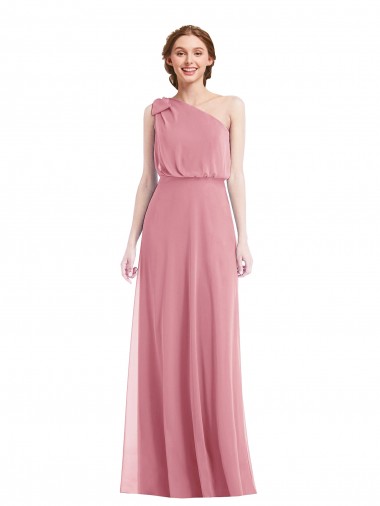 Long Sleeveless Soft Chiffon Skin Pink A-Line Semi Formal Evening Dress for Sale