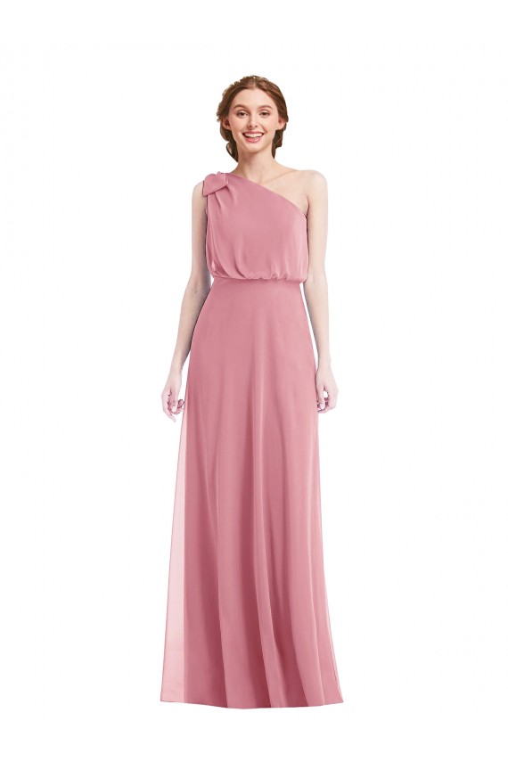 Long Sleeveless Soft Chiffon Skin Pink A-Line Semi Formal Evening Dress