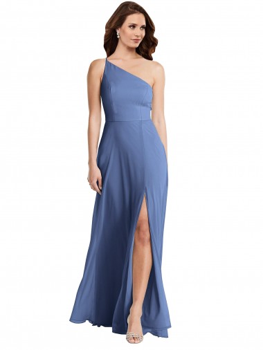 Long Sleeveless Soft Chiffon Windsor Blue A-Line Formal Evening Dress for Sale