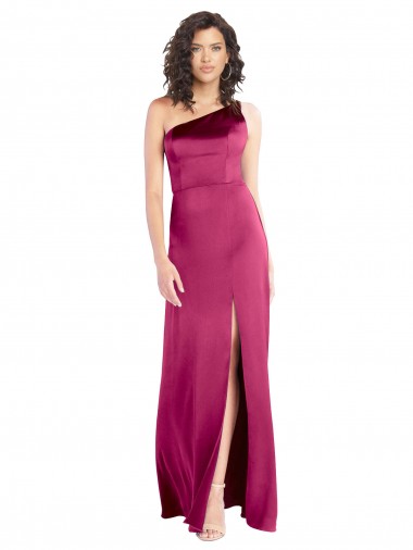 Long Sleeveless Stretch Satin Fuchsia A-Line Formal Evening Gown for Sale