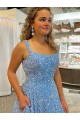 Court Train Sleeveless Velvet Sequin A-Line Evening Dress