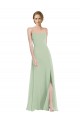Long Sleeveless Soft Chiffon Sage Scoop Neck A-Line Semi Formal Evening Dress
