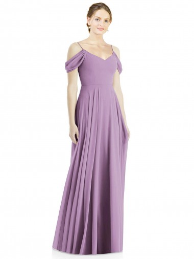 Long Sleeveless Soft Chiffon Dark Lavender A-Line Semi Formal Evening Dress for Sale