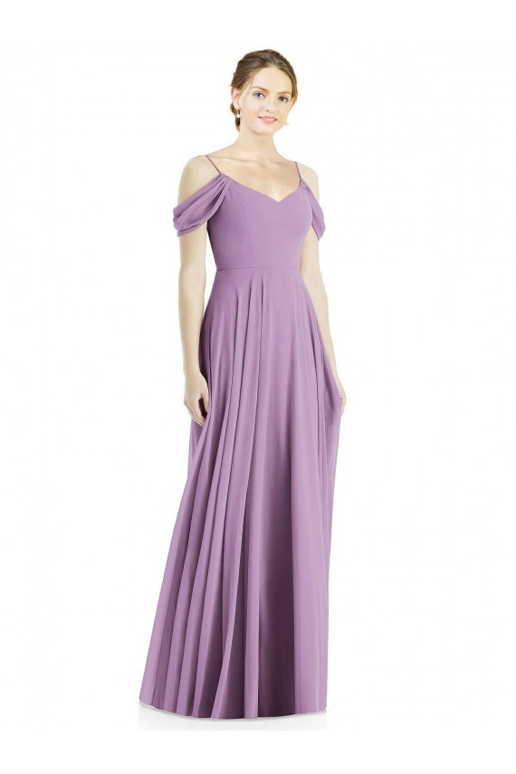 Long Sleeveless Soft Chiffon Dark Lavender A-Line Semi Formal Evening Dress