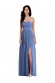 Long Sleeveless Soft Chiffon Windsor Blue A-Line Semi Formal Evening Dress