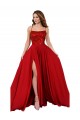 Long Sleeveless Spandex & Lace Red A-Line Semi Formal Evening Dress
