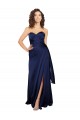 Long Sleeveless Silky Satin Sapphire A-Line Formal Evening Dress