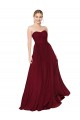 Long Sleeveless Soft Chiffon Burgundy Sweetheart A-Line Formal Evening Dress