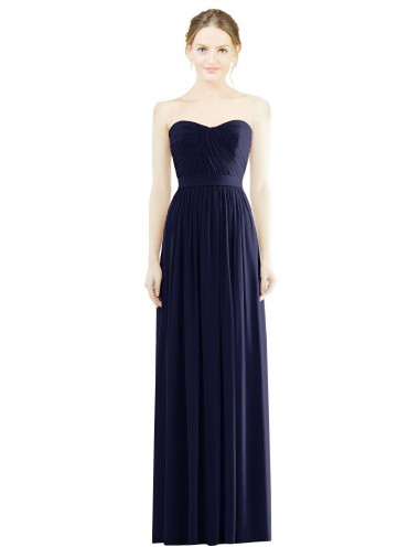 Long Sleeveless Soft Chiffon Dark Navy A-Line Formal Evening Gown for Sale