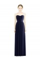 Long Sleeveless Soft Chiffon Dark Navy A-Line Formal Evening Gown