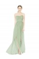 Long Sleeveless Soft Chiffon Sage Sweetheart A-Line Semi Formal Evening Dress
