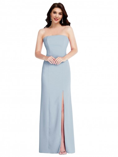 Long Sleeveless Stretch Crepe Light Sky Blue A-Line Formal Evening Dress for Sale