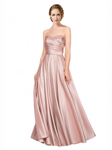 Long Sleeveless Stretch Satin A-Line Black Tie Evening Dress for Sale