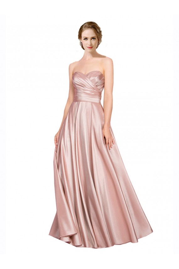 Long Sleeveless Stretch Satin A-Line Black Tie Evening Dress